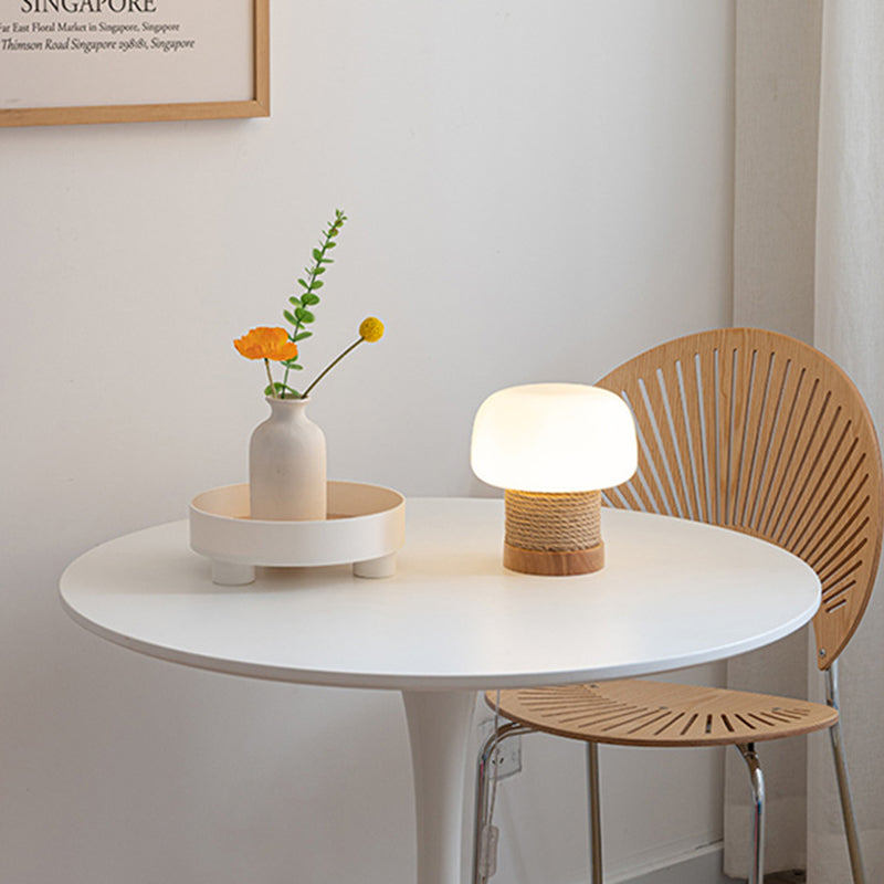 Cream Mushroom Round Cylinder Table Lamp