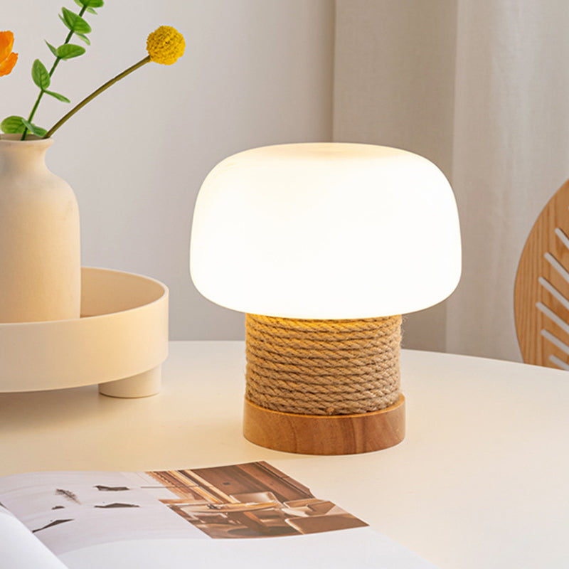 Cream Mushroom Round Cylinder Table Lamp