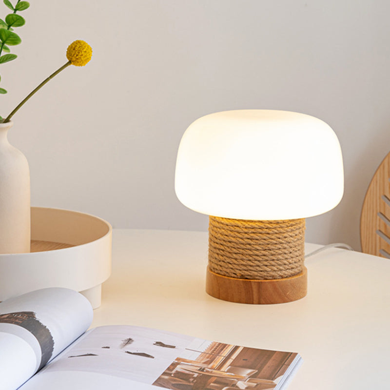 Cream Mushroom Round Cylinder Table Lamp