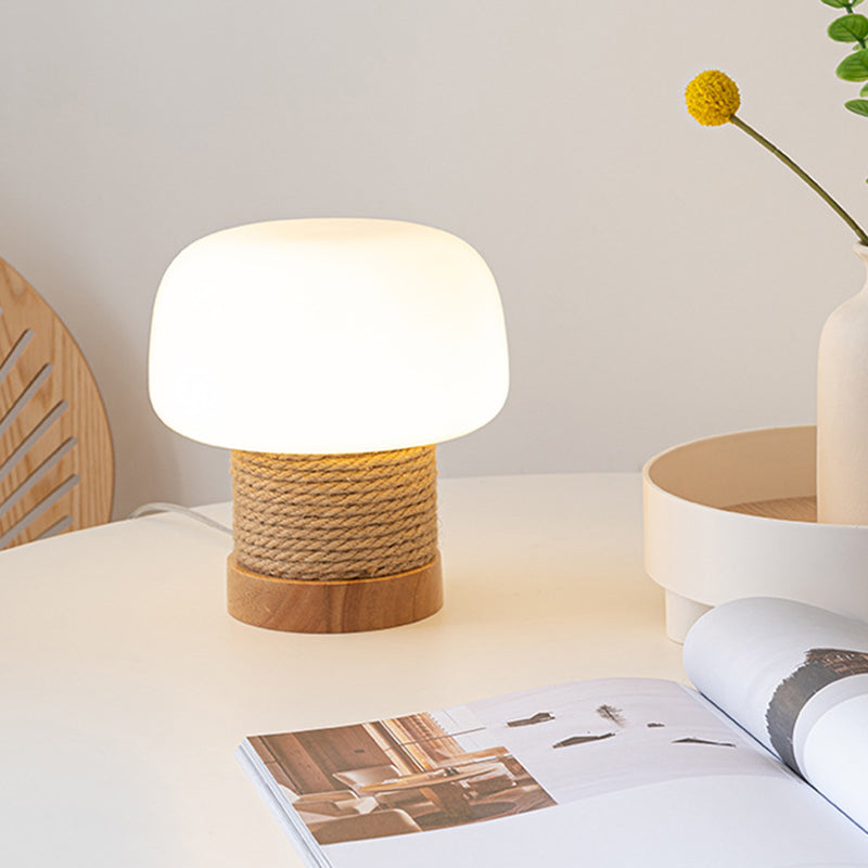 Cream Mushroom Round Cylinder Table Lamp