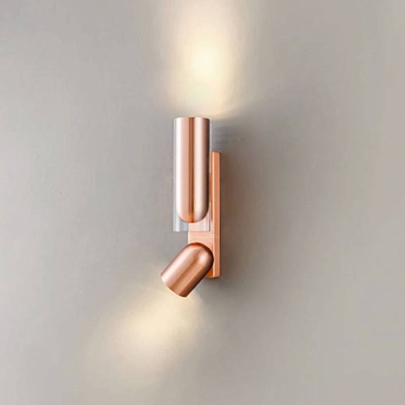 Rotatable Round Cylinder Stainless 2-Light Wall Lamp