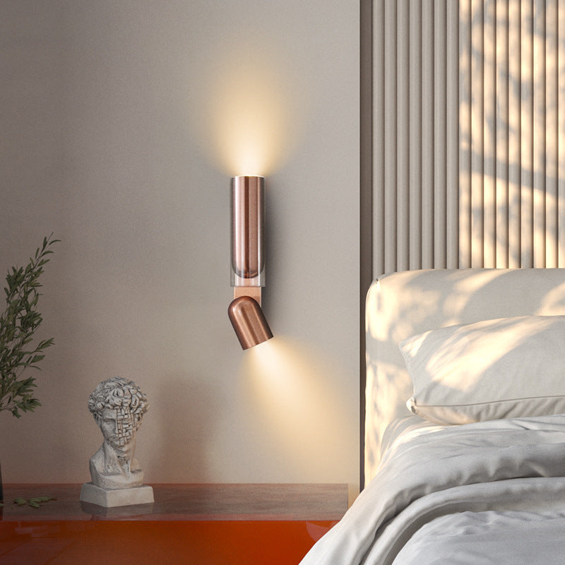 Rotatable Round Cylinder Stainless 2-Light Wall Lamp