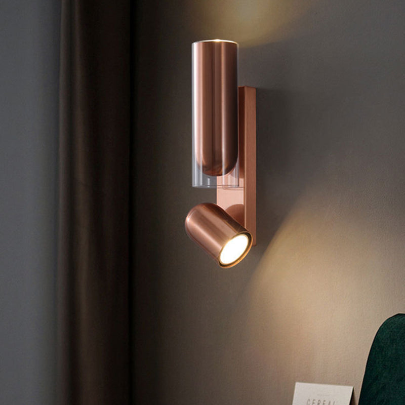 Rotatable Round Cylinder Stainless 2-Light Wall Lamp