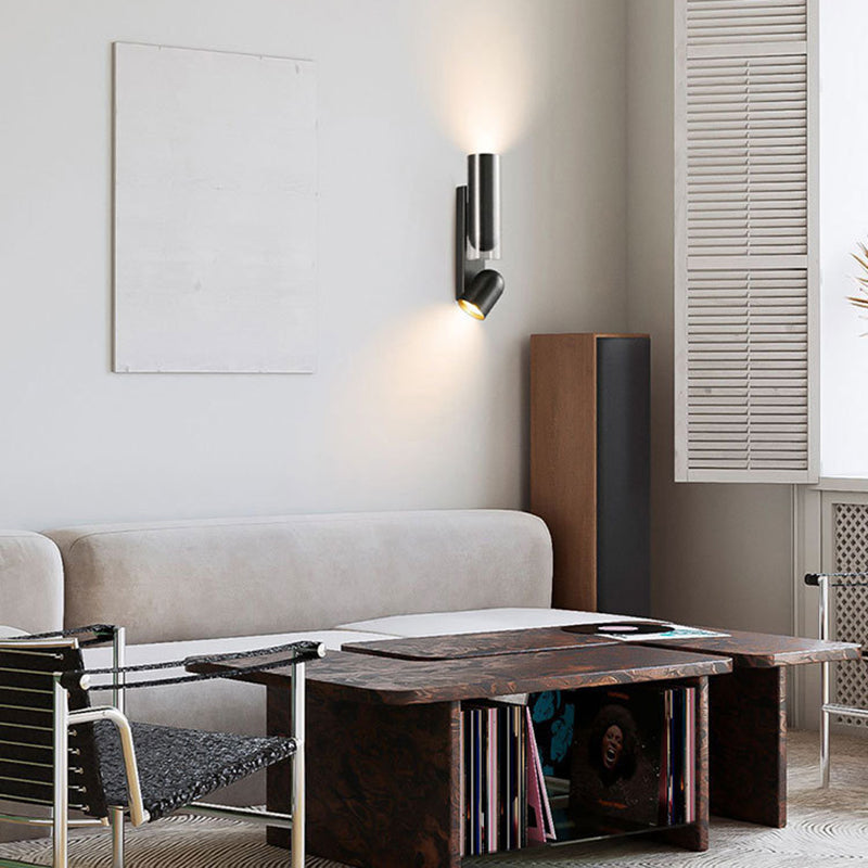 Rotatable Round Cylinder Stainless 2-Light Wall Lamp