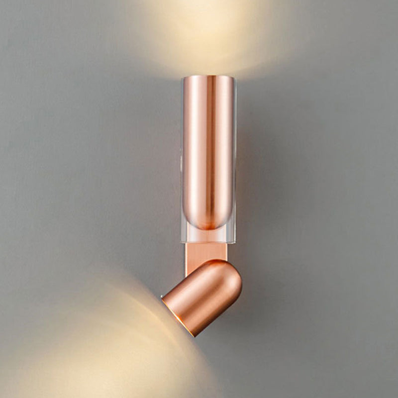 Rotatable Round Cylinder Stainless 2-Light Wall Lamp