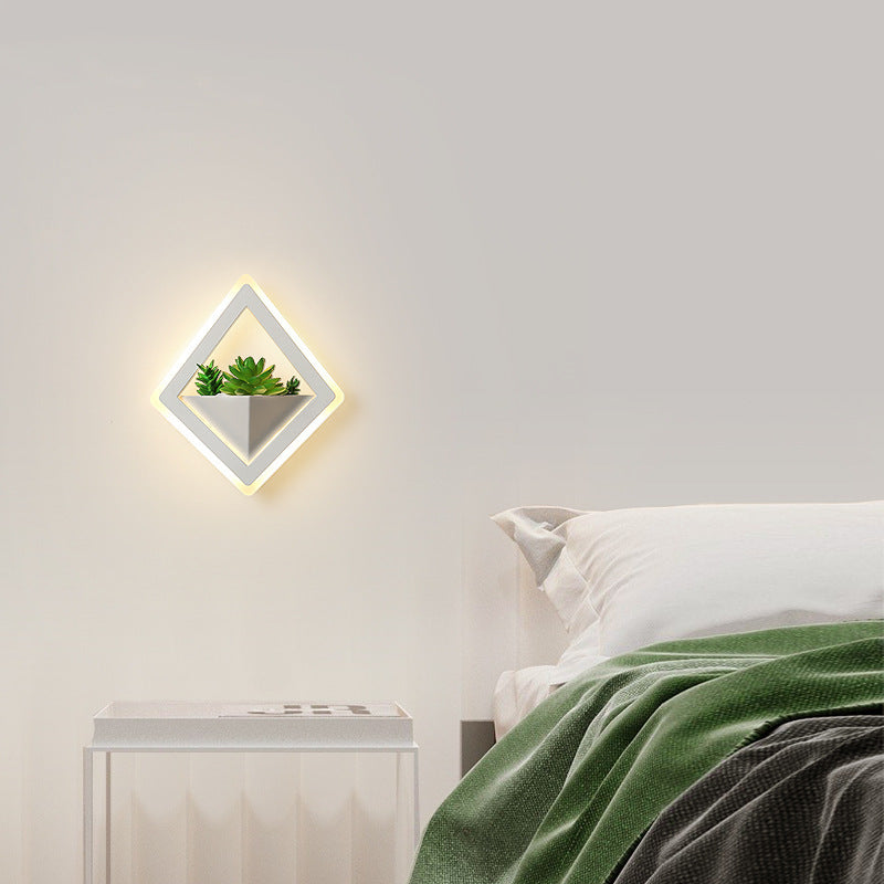 Simulation Plant Round Triangle Wall Lamp