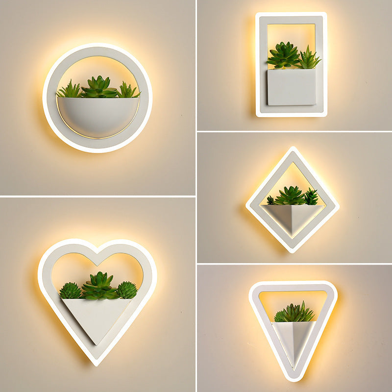 Simulation Plant Round Triangle Wall Lamp