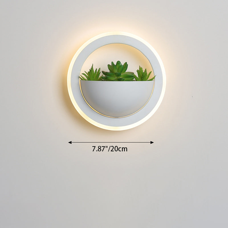 Simulation Plant Round Triangle Wall Lamp