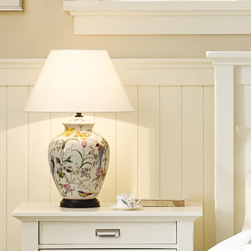 Bird Flower Oval Prism Table Lamp