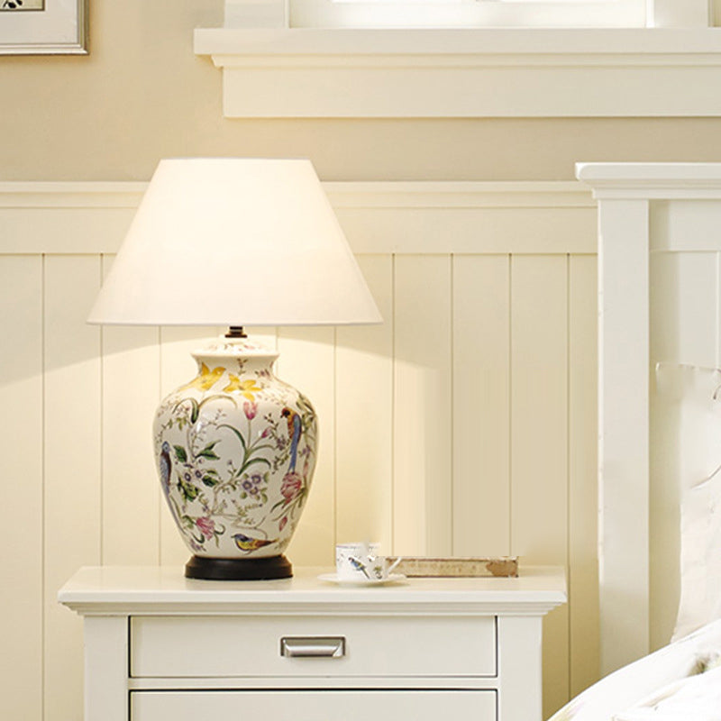 Bird Flower Oval Prism Table Lamp