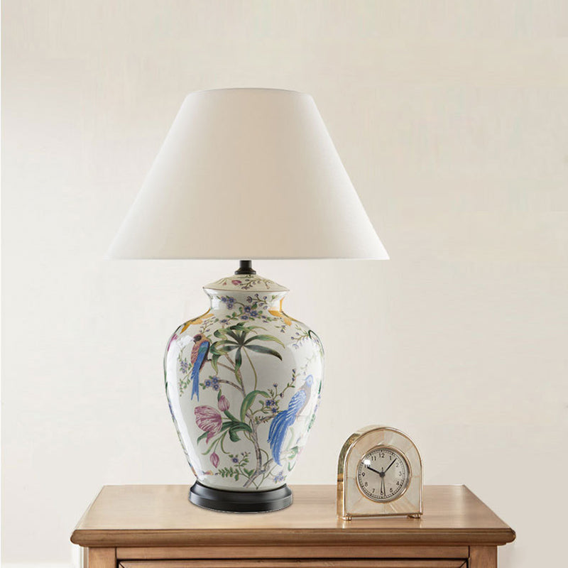 Bird Flower Oval Prism Table Lamp
