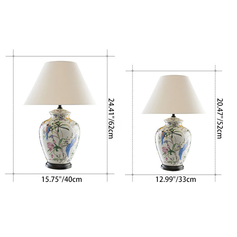 Bird Flower Oval Prism Table Lamp