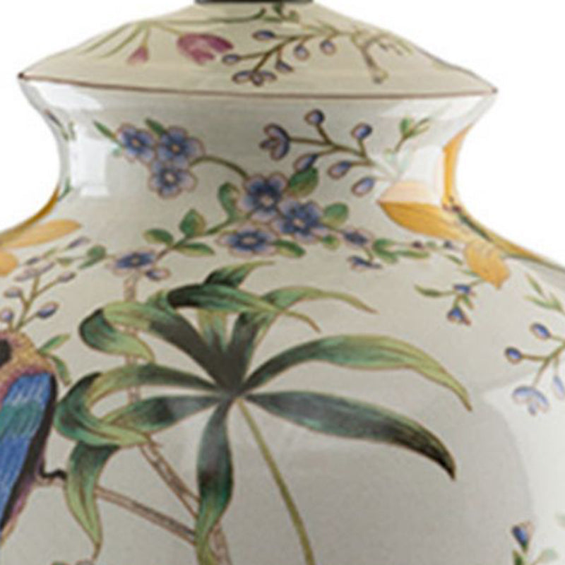 Bird Flower Oval Prism Table Lamp