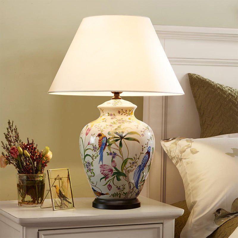 Bird Flower Oval Prism Table Lamp