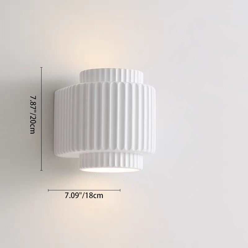 Cream Cylinder Resin Bedroom 2-Light Wall Lamp