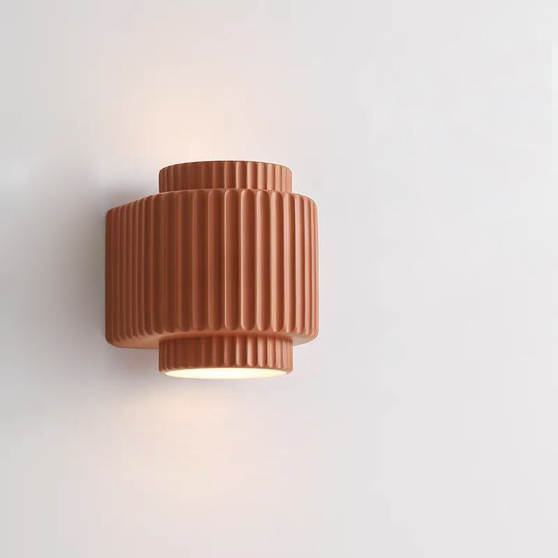Cream Cylinder Resin Bedroom 2-Light Wall Lamp