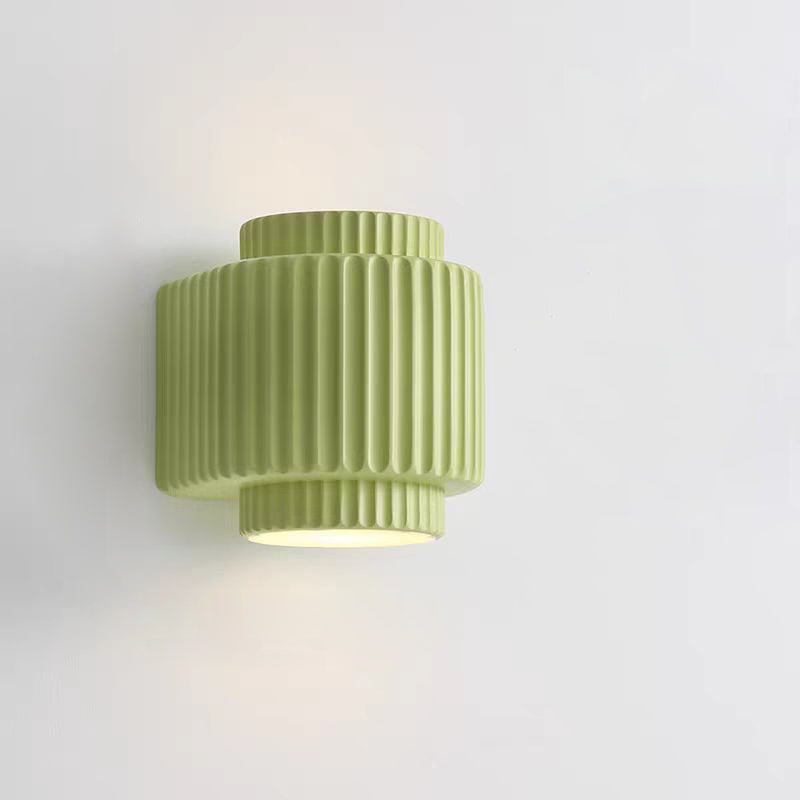 Cream Cylinder Resin Bedroom 2-Light Wall Lamp