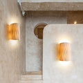 Cream Ripple Cylinder Resin 2-Light Wall Lamp