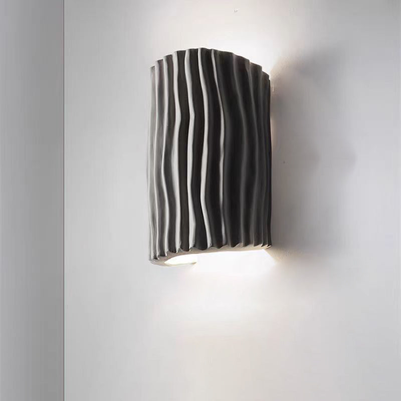 Cream Ripple Cylinder Resin 2-Light Wall Lamp