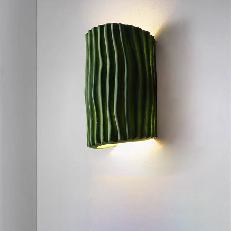Cream Ripple Cylinder Resin 2-Light Wall Lamp