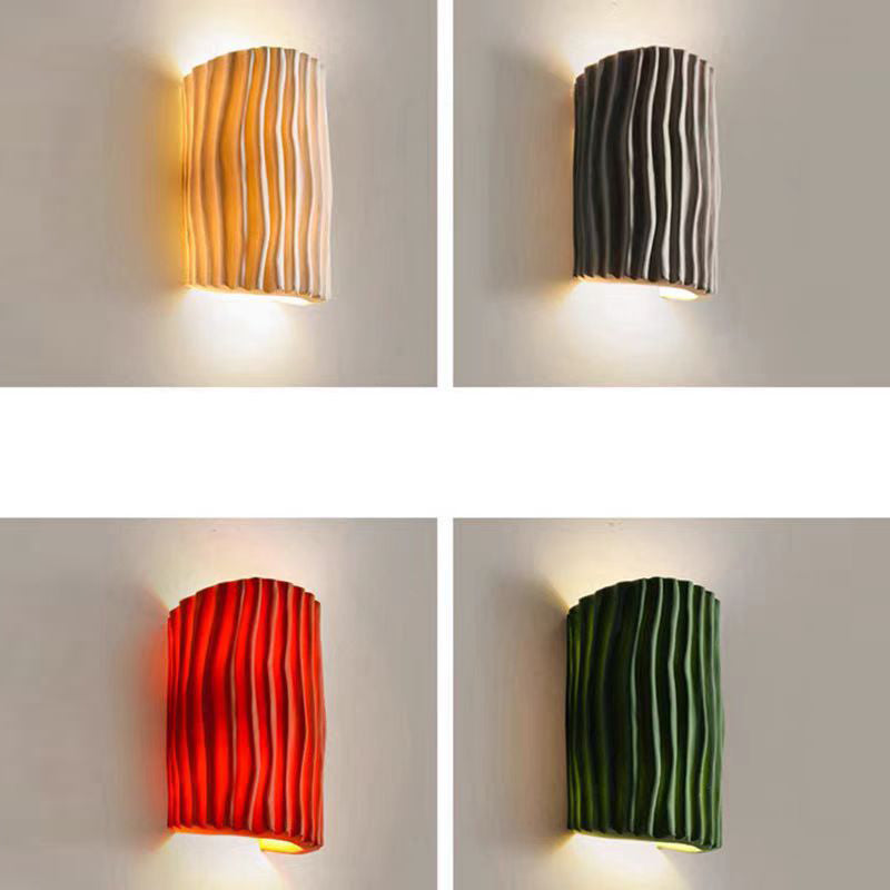 Cream Ripple Cylinder Resin 2-Light Wall Lamp