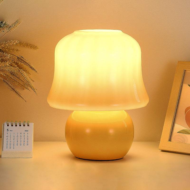 Cream Mushroom Shape Round Table Lamp