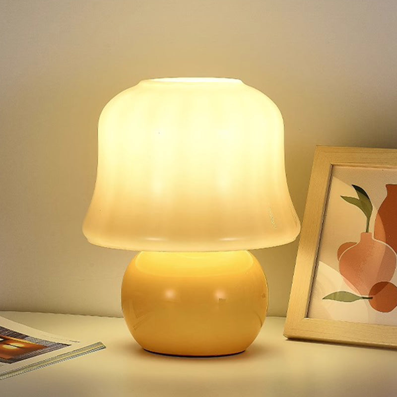 Cream Mushroom Shape Round Table Lamp