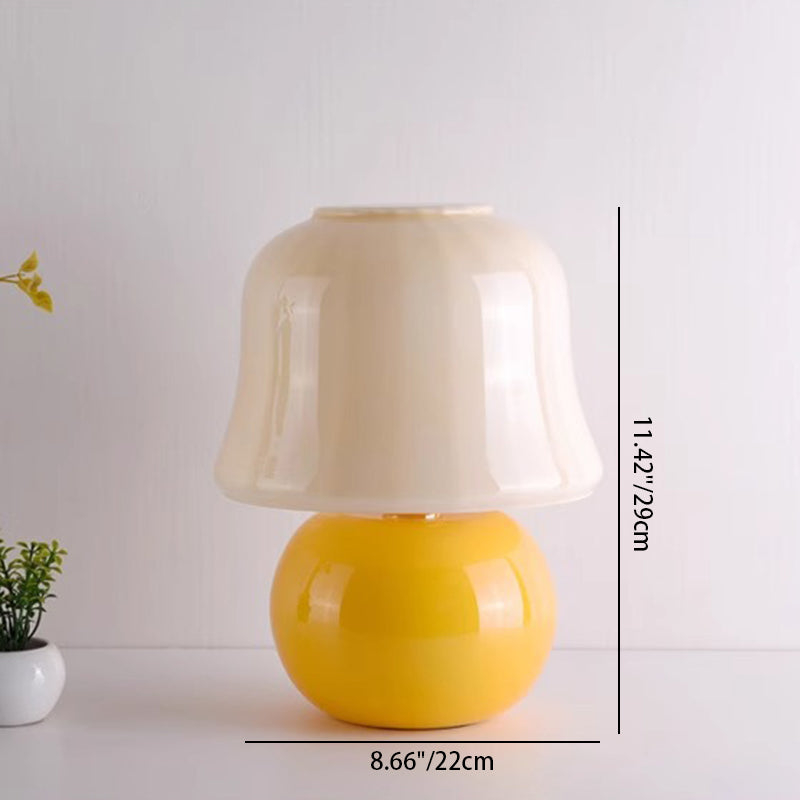 Cream Mushroom Shape Round Table Lamp