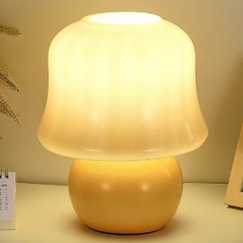 Cream Mushroom Shape Round Table Lamp