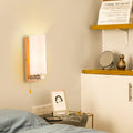 Rectangular Cylinder Wood Glass Wall Lamp