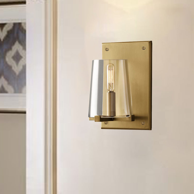 Rectangle Cylinder Copper Glass Wall Lamp