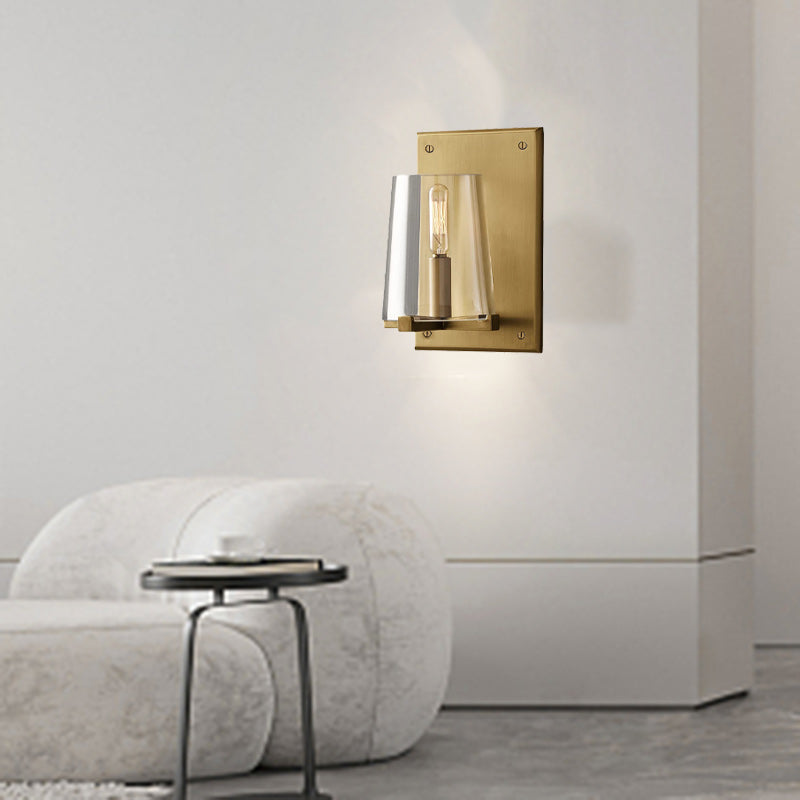 Rectangle Cylinder Copper Glass Wall Lamp