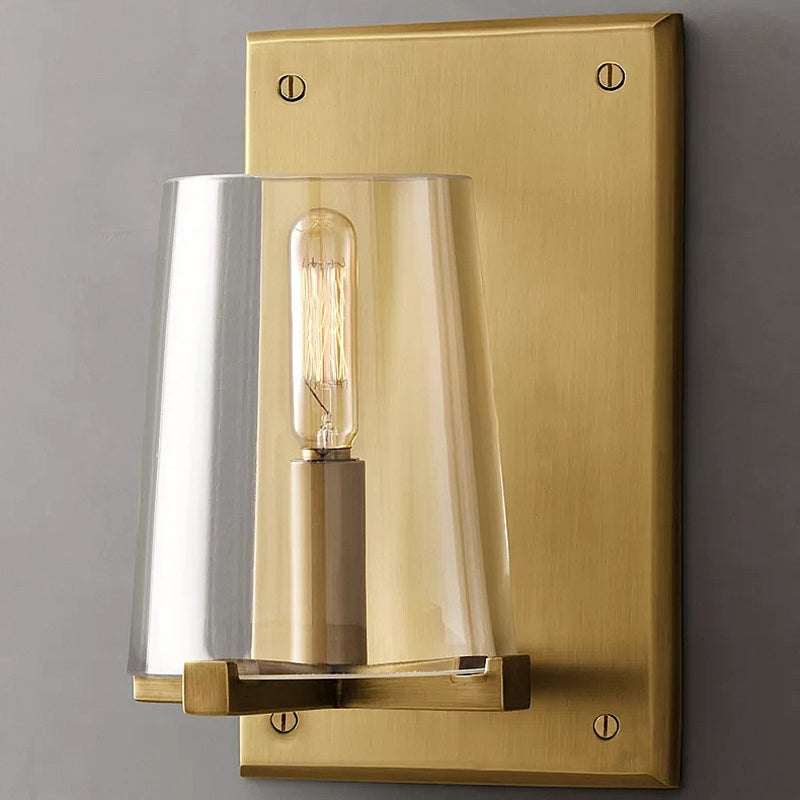 Rectangle Cylinder Copper Glass Wall Lamp