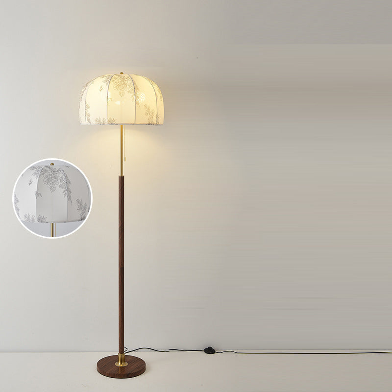 Traditional Vintage Round Fabric Floor Lamp