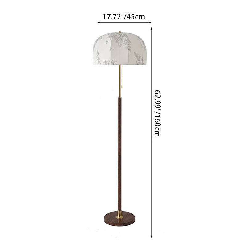 Traditional Vintage Round Fabric Floor Lamp