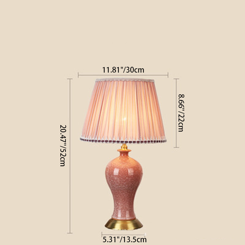 Round Cylinder Ceramic Fabric Table Lamp