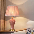 Round Cylinder Ceramic Fabric Table Lamp