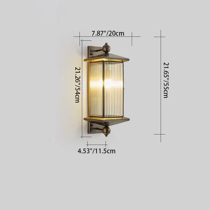 Rectangle Copper Glass 1/2 Outdoor Light