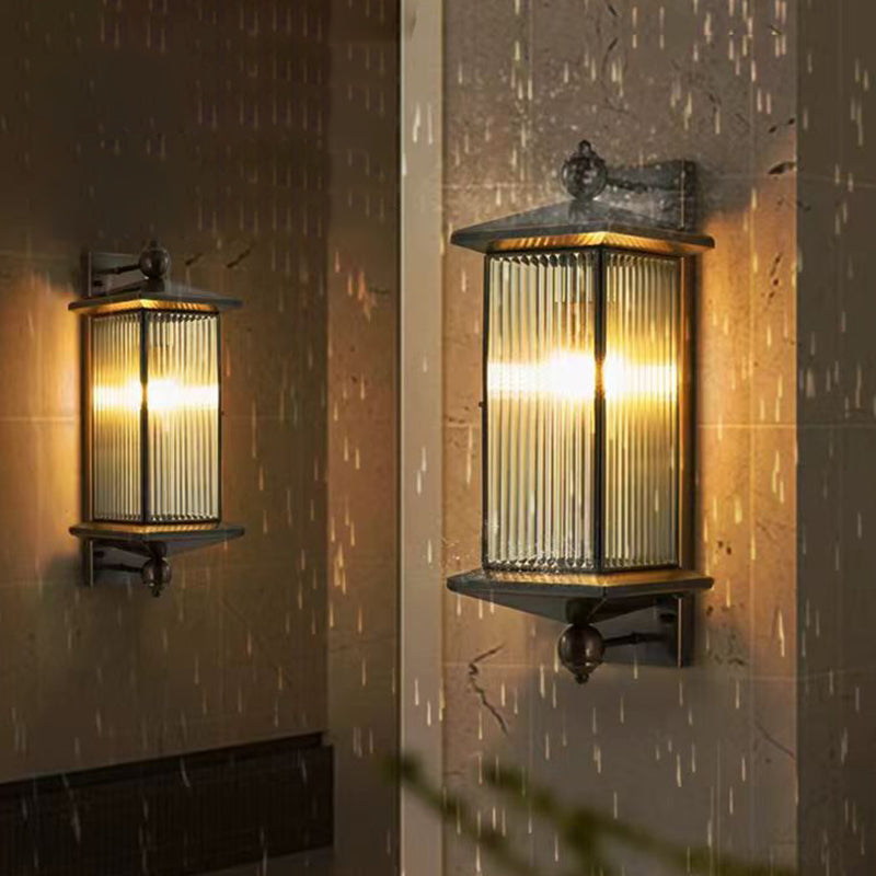 Rectangle Copper Glass 1/2 Outdoor Light