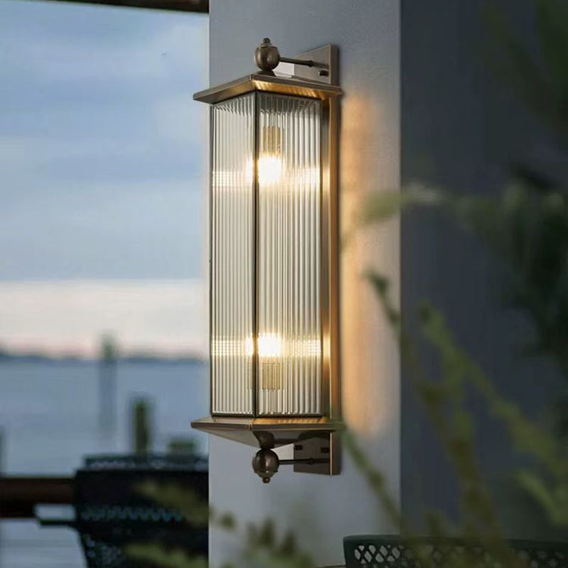 Rectangle Copper Glass 1/2 Outdoor Light