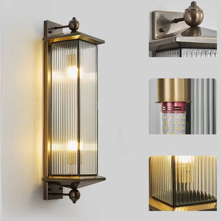 Rectangle Copper Glass 1/2 Outdoor Light