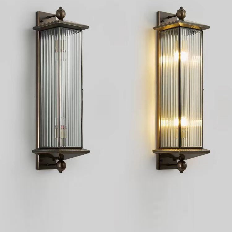 Rectangle Copper Glass 1/2 Outdoor Light