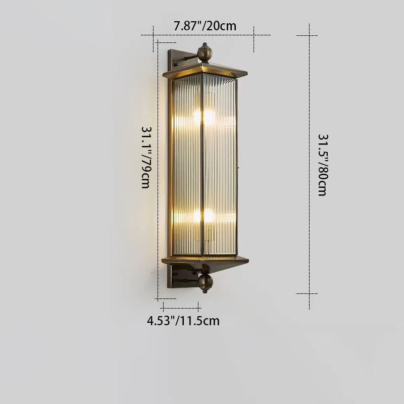 Rectangle Copper Glass 1/2 Outdoor Light