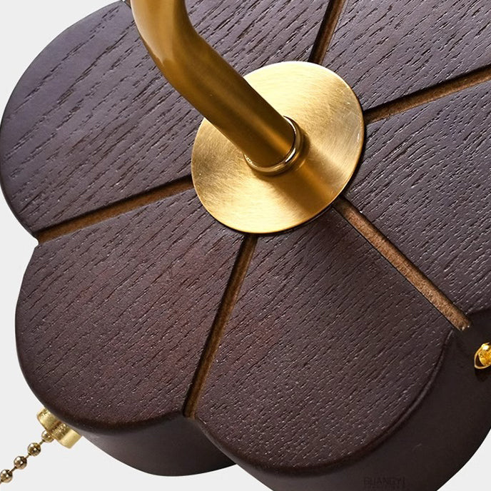 Floral Round Wood Alloy Wall Lamp