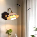 Floral Round Wood Alloy Wall Lamp