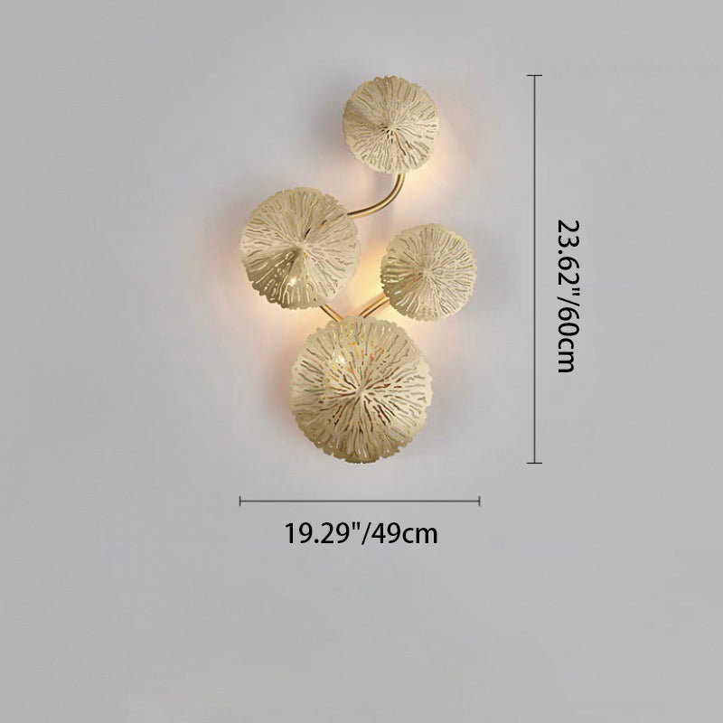 Round Lotus Leaf Stainless 6-Light Wall Lamp