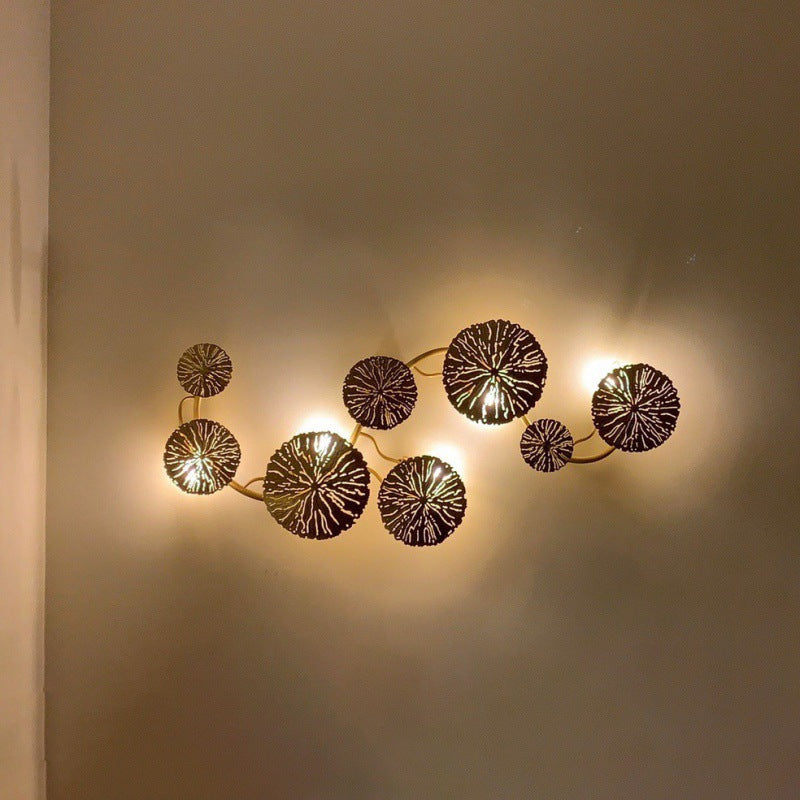 Round Lotus Leaf Stainless 6-Light Wall Lamp