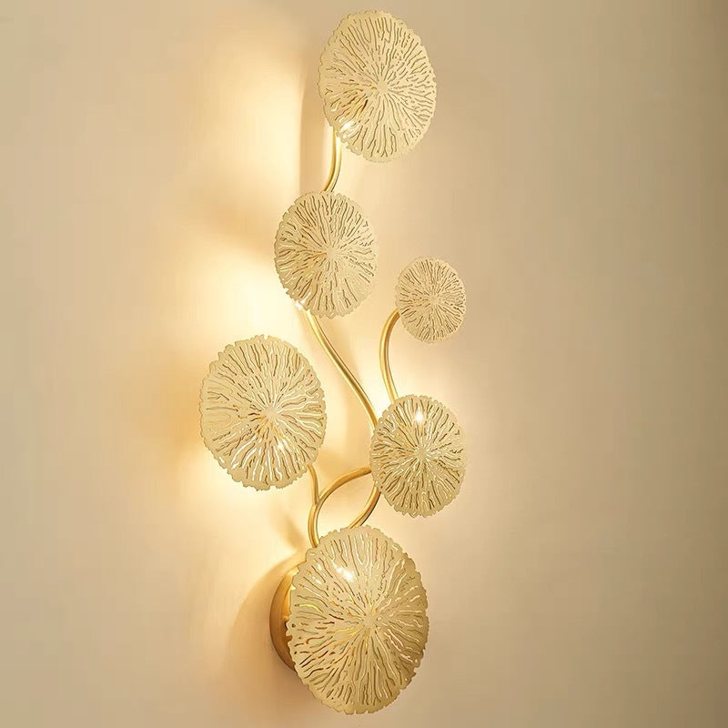 Round Lotus Leaf Stainless 6-Light Wall Lamp