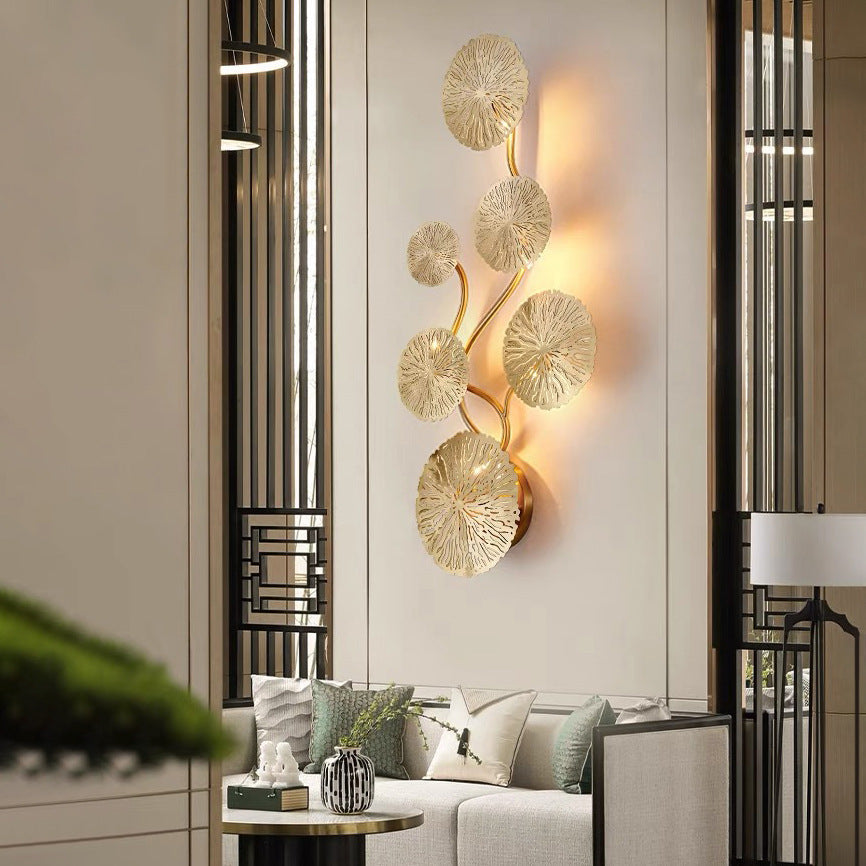 Round Lotus Leaf Stainless 6-Light Wall Lamp