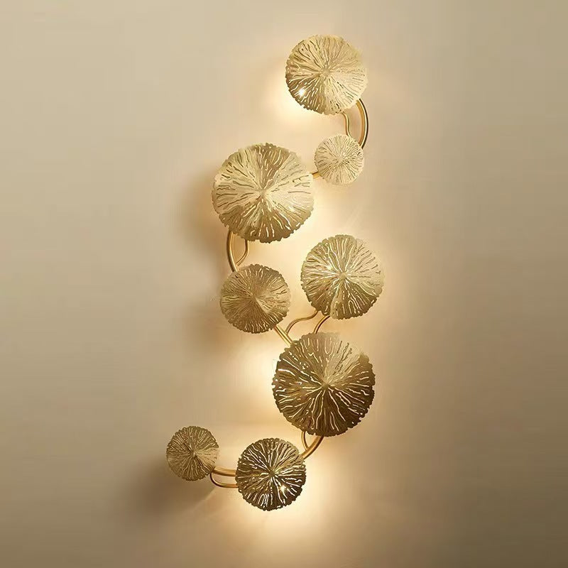 Round Lotus Leaf Stainless 6-Light Wall Lamp